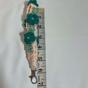 Vibrant Pink and Green Key Card Holder with Elegant Tassel